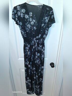 Black Floral Jumpsuit with Smocked Waist*NWOT